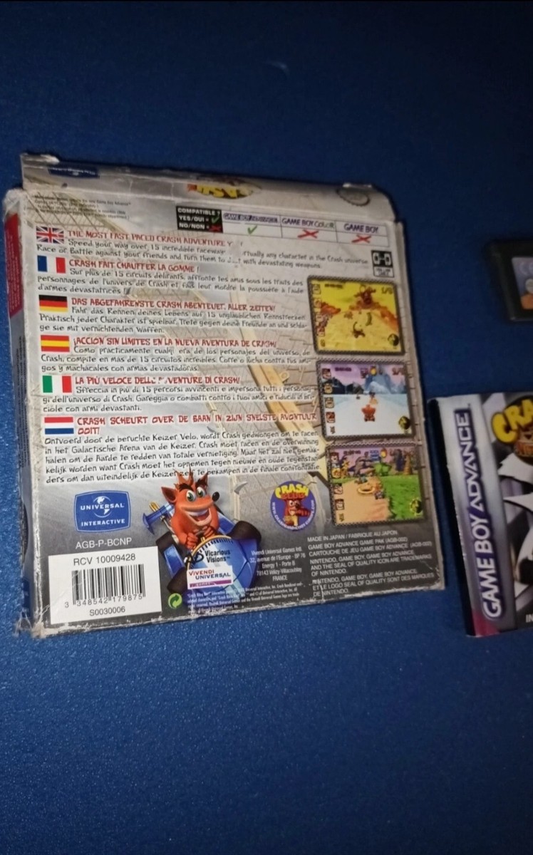 Jeu Game Boy Advance Crash Nitro Kart - Boîte Et Notice Complètes - Édition EUR/FRA - Très Bon état (TBE)