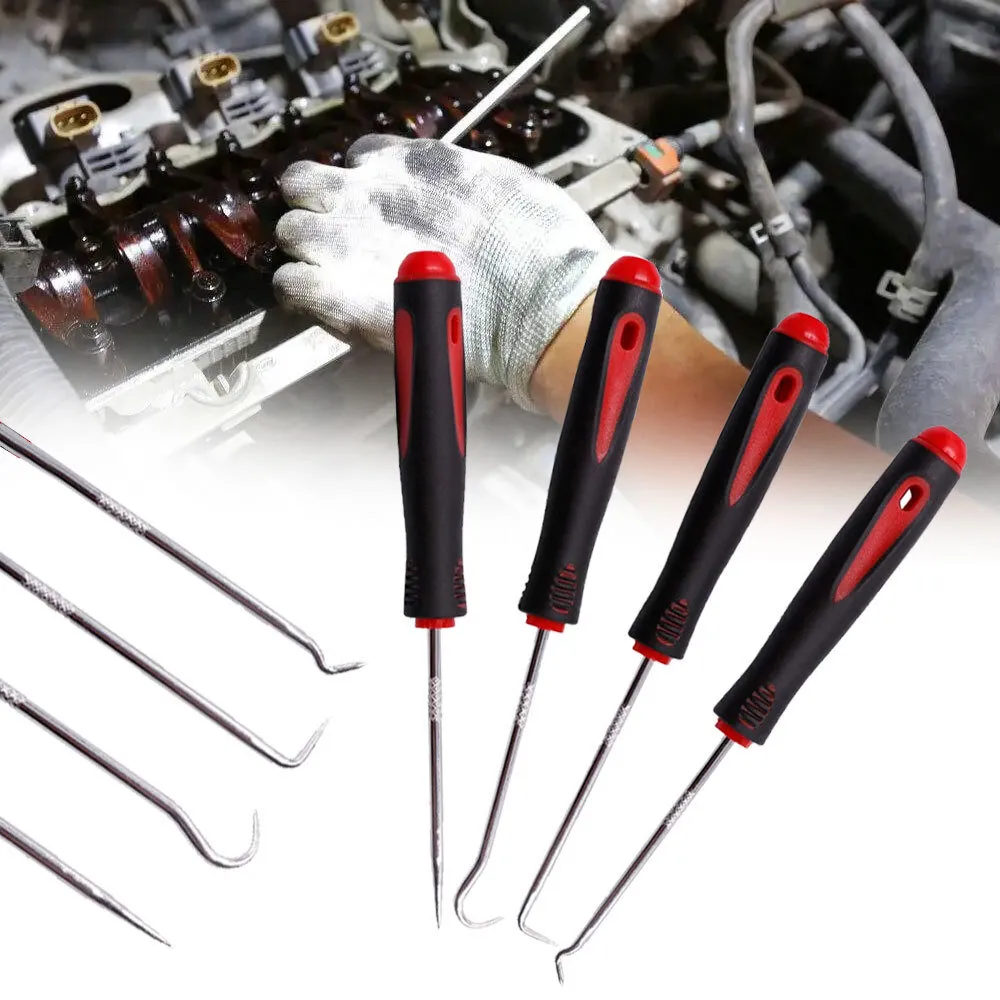 4Pc Long Pick And Hook Tool Set O Ring Seal Hose Removal Puller Set