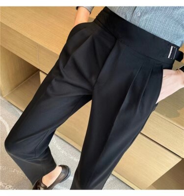 Retro Men's Naples Pants Suit-Pant Casual Business Trousers Loose High Waist New