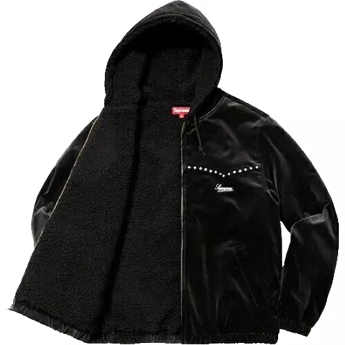 Veste de travail à capuche velours clouté Supreme 21FW noir taille L survêtement