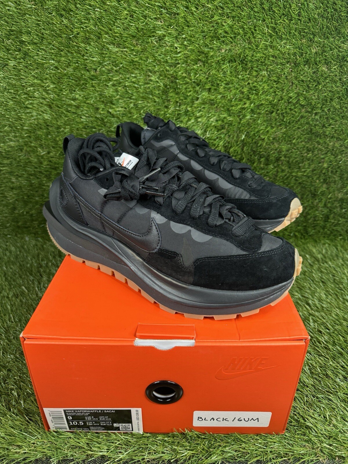 SACAI X NIKE Taglia 9 Nike x Sacai Vaporwaffle Black Gum DD1875 001 nuove di zecca