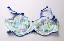 Adore Me Women's Sheer Mesh Malina Unlined Bra AC2 Blue Floral Size 36DDD NWT