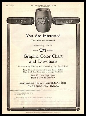 1919 Onondaga Steel Company Syracuse New York ''High On Speed'' Vintage Print Ad