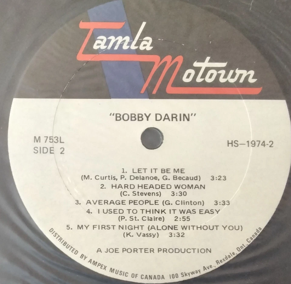 BOBBY DARIN - BOBBY DARIN MOTOWN M 753L CANADA 1972 ED 1 LP - Image 3 of 3