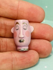 Tiny Face VASE Pot Planter Modern Fun French Feve  Porcelain Dollhouse Miniature