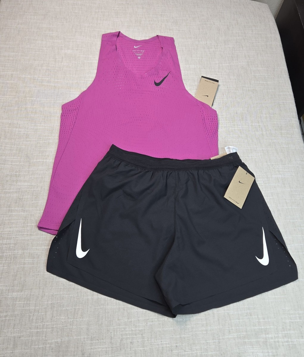 NIKE Aeroswift ADV Singlet & 4' Shorts Set Small Mens Hot Fuchsia