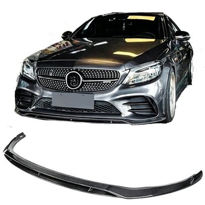 Carbon Fiber B Style Front Bumper Lip For 19-21 Mercedes Benz W205 C300 C43 AMG 