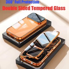 360 Double Tempered Glass Case Magnetic Cover For iPhone 17e 16e 15 14 Pro Max