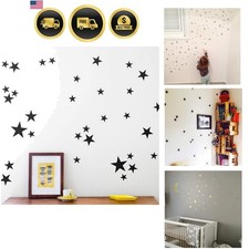 Stars Wall Decal Vinyl Sticker Kids Room Decor Black 110pcs Reusable Space Theme
