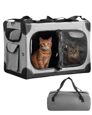 Extra Large Cat Carrier for 2 Cats, XL with Removable Divider, Foldable Soft-...