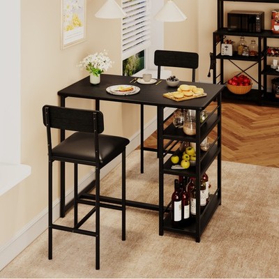 Dining Table Set for 2 Pub Table Set for Small Space, Apartment, Breakfast Black