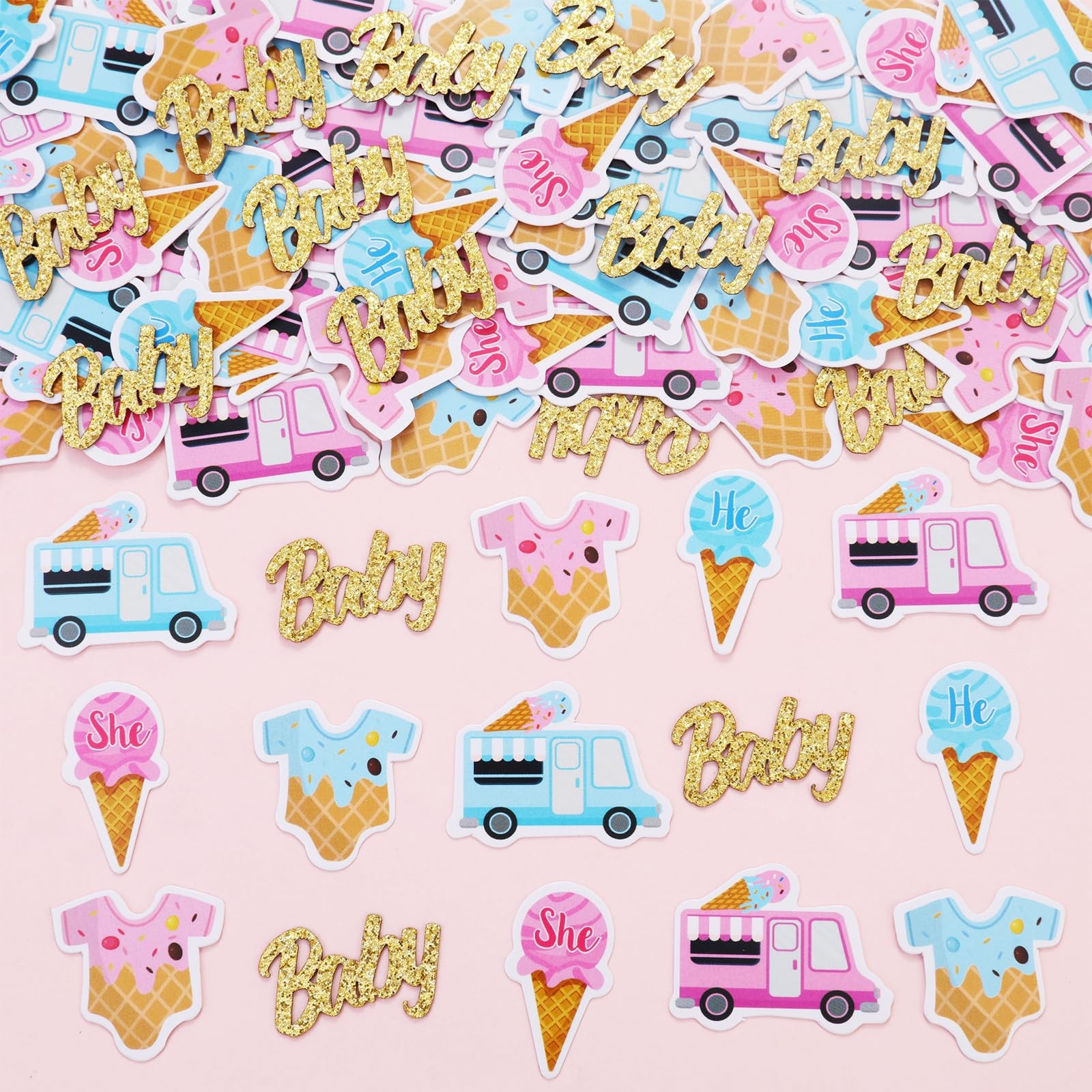 200 PCS What's The Scoop Confetti Pink Blue Gender Reveal Party Table Scatter