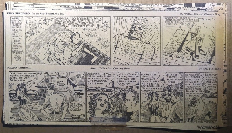APR 1934 NEWSPAPER PAGE #2709- TAILSPIN TOMMY COMIC STRIPS- 7 STRIPS INCLUDED 