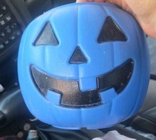 Halloween Blow Mold Blue Pumpkin Candy Bucket General Foam Plastic USA MADE VTG