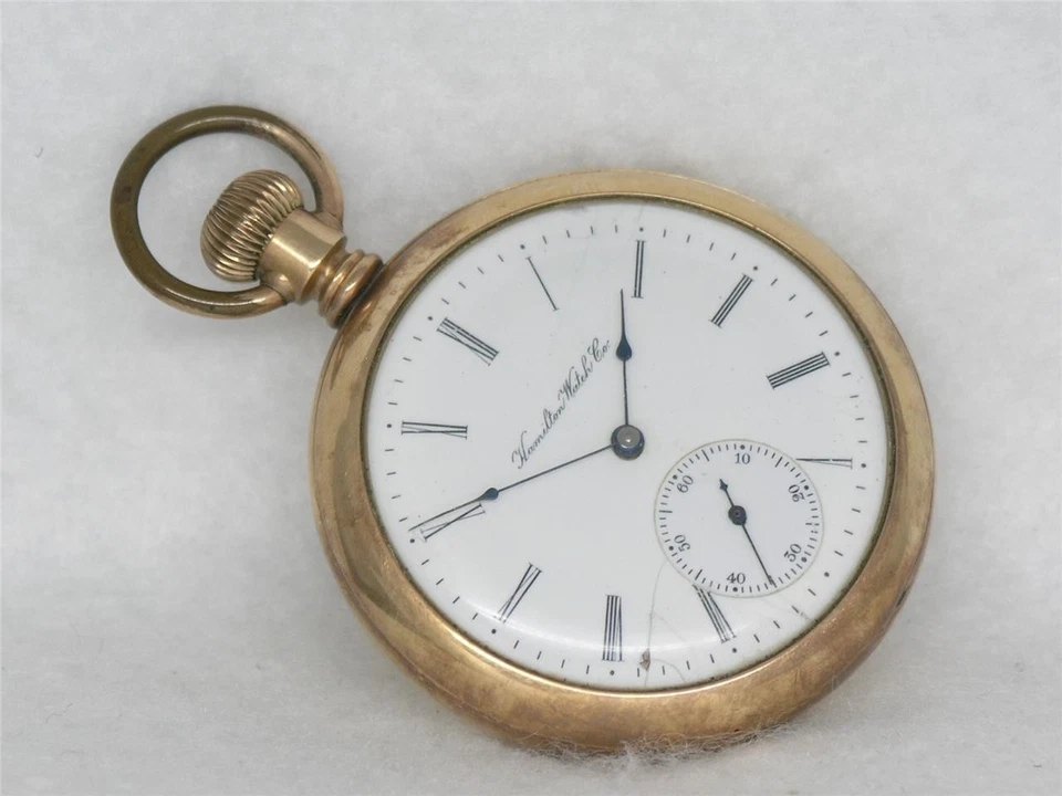 VERY RARE 16S HAMILTON 976 FIRST RUN POCKETWATCH, 16 JEWEL, 14K GF CASE, RUNNING - Image 3 of 4