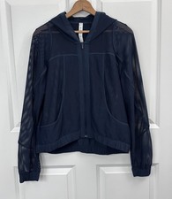 Lululemon Navy Mesh Zip Hoodie Jacket Women s Size 6 Athleisure Lightweight 0368