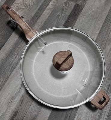 Natural Elements Woodstone 12.5  Sauté Pan With Lid NWT