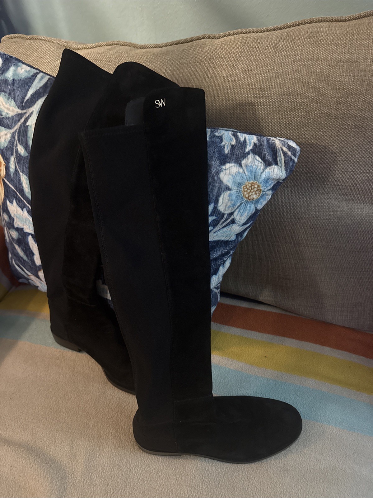Stuart Weitzman 5050 Black Suede Over The Knee Tall Boots Women 7 Back Stretch