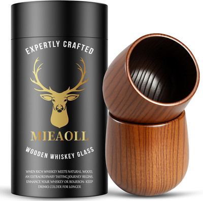 Wooden Whiskey Glass Gifts for Men - Charred Wood Bourbon Whiskey Glasses, Perfe