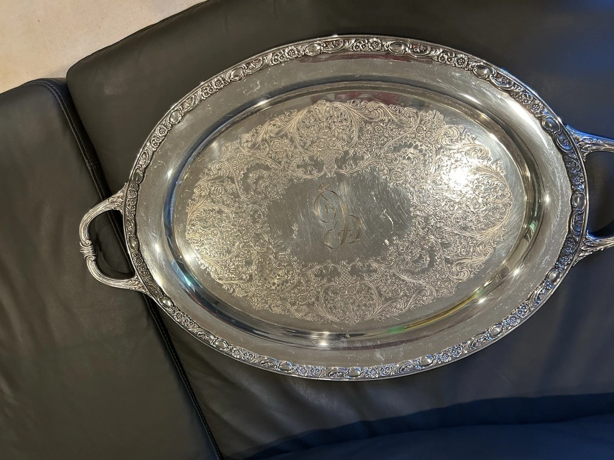 Wm. Rogers & Son Rose Victorian Antique US Silver-Plated Platters