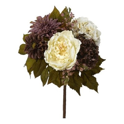 Nearly Natural 16'' Peony Hydrangea & Dahlia Artificial Flower Bouquet(Set of 2)