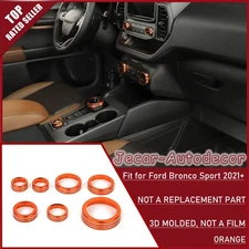AC Radio Headlight 4WD Shift Switch Knob Ring Cover for Ford Bronco Sport Orange