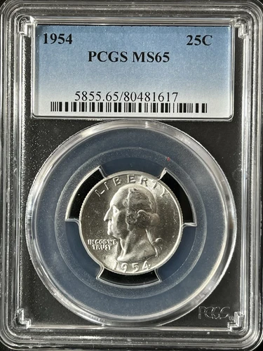 1954  25C Washington Quarter Dollar PCGS MS65  80481617