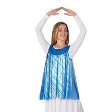 Body Wrappers Adult Overlay Tunic Top Praise Liturgical Blue Chiffon Ombre M