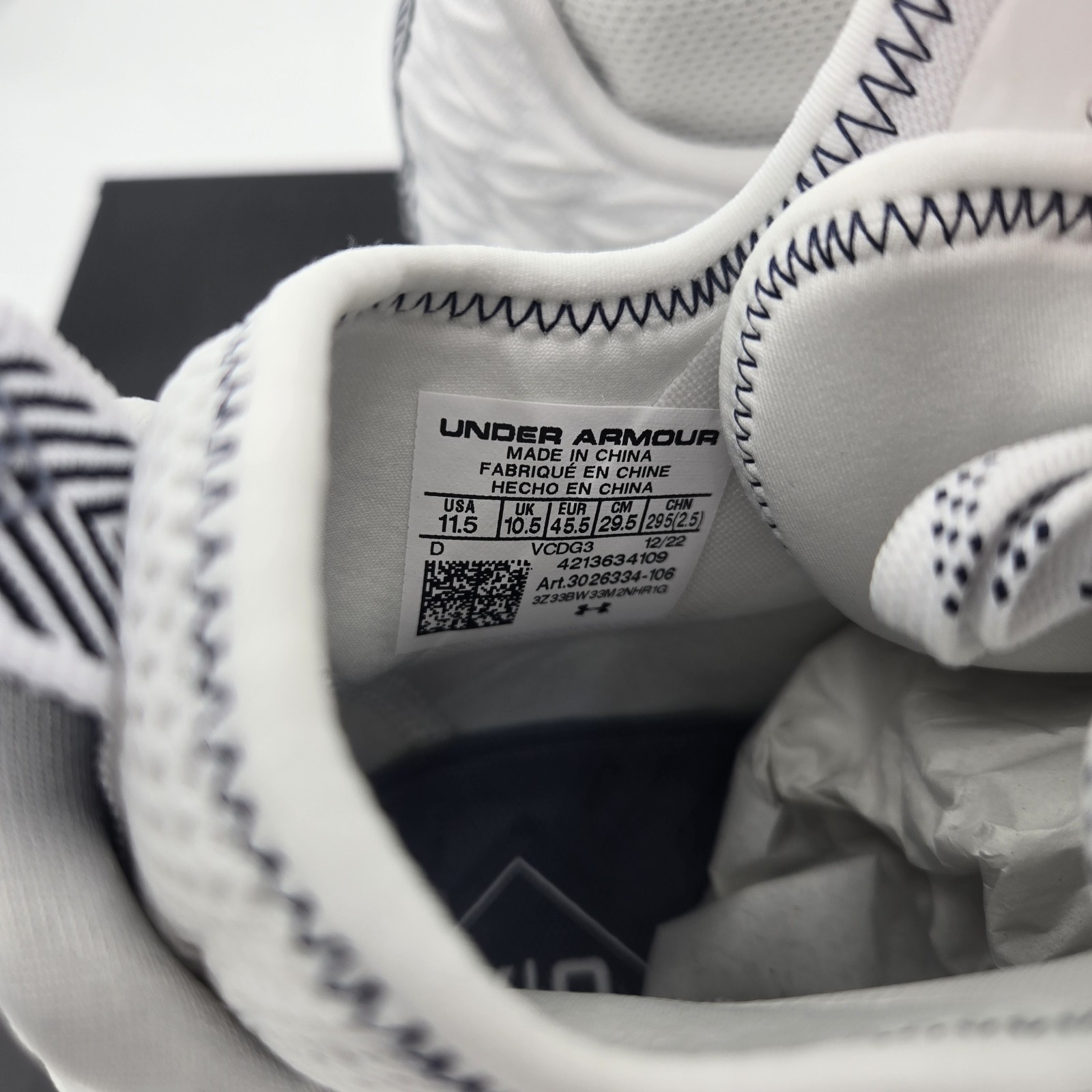 Under Armour Men's UA Spotlight Clone 3.0 MC Football Cleats White/Navy 11.5 thumbnail 6