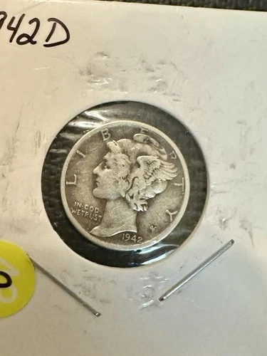 1942-D Mercury Dime Almost Uncirculated 90% Silver Content