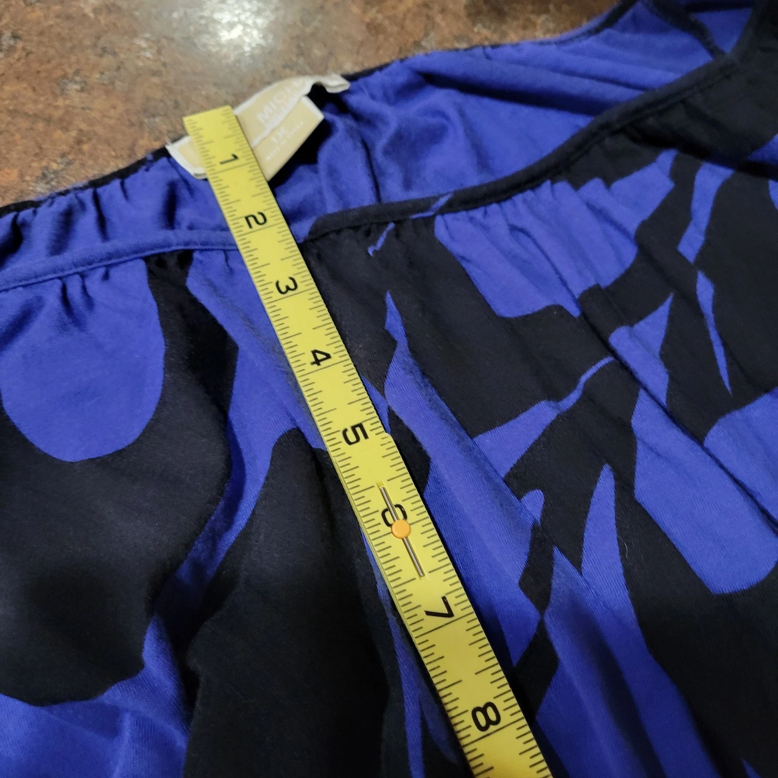 Abito Michael Kors taglie forti 1X blu e nero elastico in vita maniche cotone modal