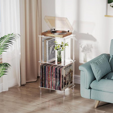 Acrylic Record Player Stand, 3-Tier Clear Turntable Table with Vinyl Record Stor