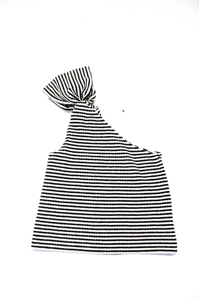 Vestido blusa Club Monaco feminino estampa listrada um ombro preto tamanho XS 2 lote 2 - Imagem 2 de 4