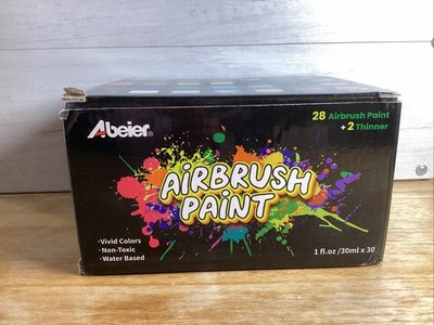 ABEIER Airbrush Paint, 28 Colors x 1oz 30ml with 2 Thinner, Ready to Spray