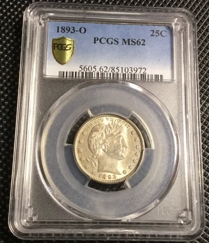 1893-O Barber Silver Quarter PCGS MS-63 ~ MINT MARK SHIFTED OVER "D" of DOLLAR