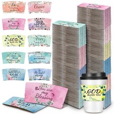 500 Pcs Christian Coffee Cups Sleeves Bulk Motivational Religious Bible Verse...