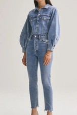 AGOLDE Nico High Rise Slim Fit Jeans 29 Chronicle Blue Button Fly Stretch Womens