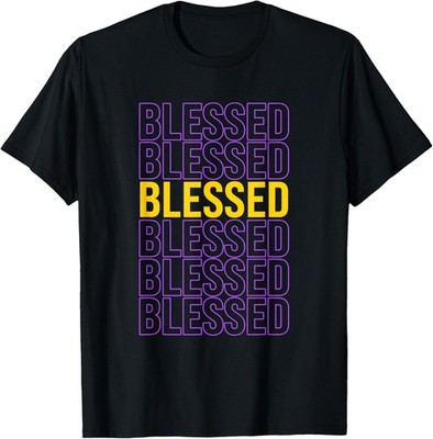 Purple and Golds Blessed-gold & Purple Color Graphic T-Shirt