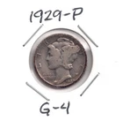 1929-P Mercury Dime 90% Silver. U grade from the hi-res scans