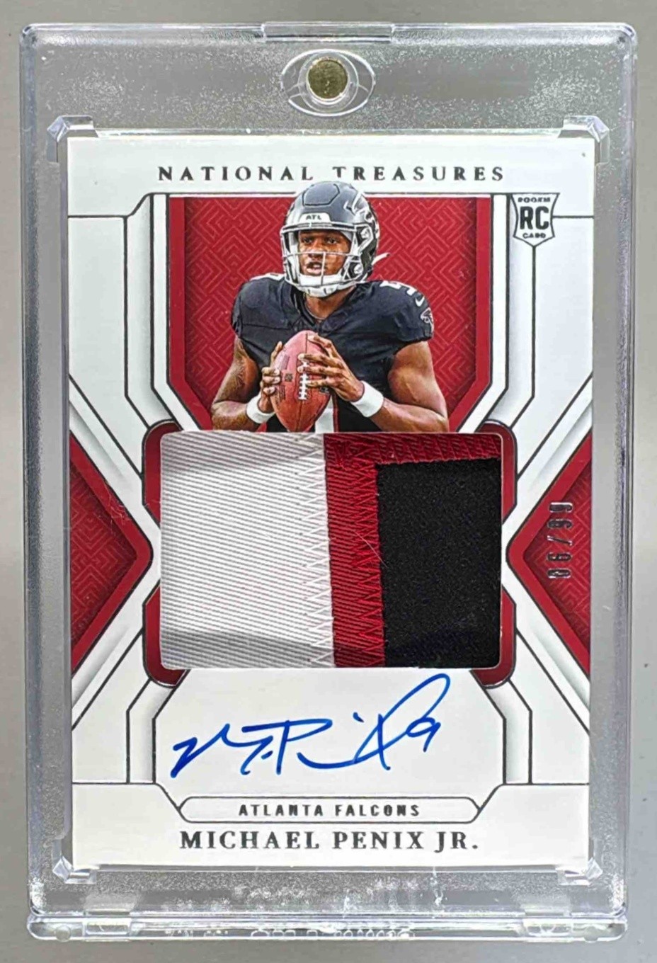 Michael Penix Jr 2024 National Treasures #157 True RPA Rookie Patch Auto RC /99