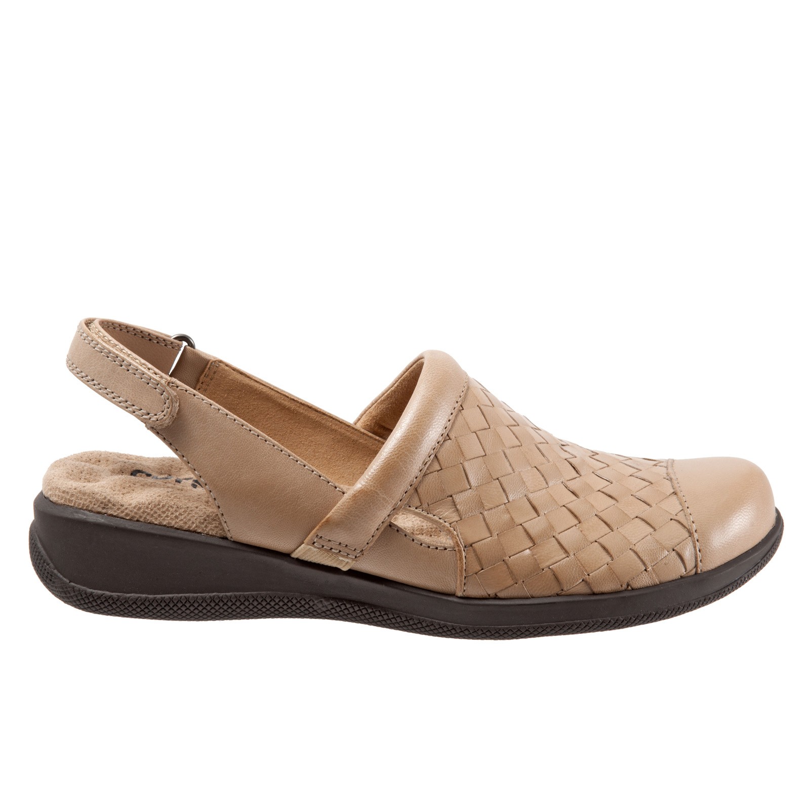 Softwalk Salina Woven S1365-102 Womens Brown Narrow Clog Flats Shoes