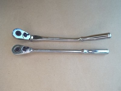 VTG 2 Craftsman Ratchet 3/8 Dr Polish Long Handle 44833 44835 flexhead USA Nice!