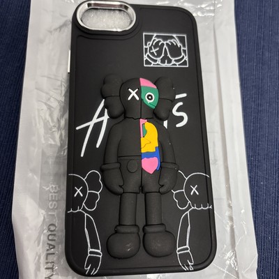 IPhone 7/8 Pro Case Kawaii Cartoon Graffiti Black 3D Textured Silicone Case