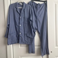 VTG Christian Dior Pyjama Set Mens EX-Large XL Blue White Stripe Pajamas Sleep