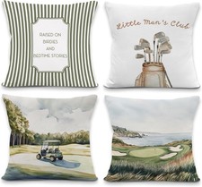 Vintage Golf Boy Nursery Pillow Covers 18x18 inches, Golf Room Decor Throw