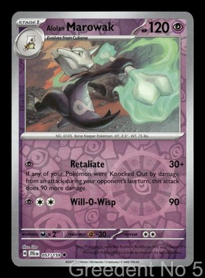 Alolan Marowak 057/159 Uncommon Journey Together Pokemon Reverse Holo Near Mint