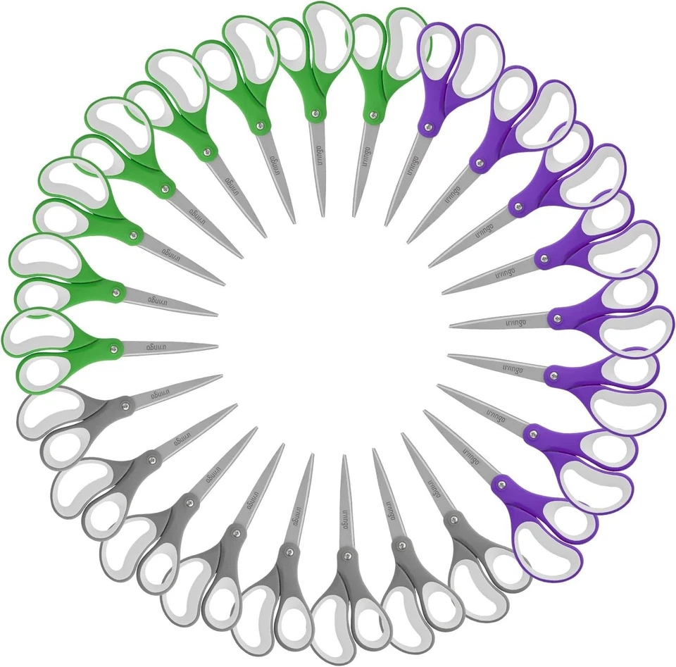 All-Purpose 24 Pack 8" Sharp Scissors - Perfect for Students & Teachers - Image 3 of 4