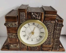 Vintage Style Faux Book Shelf Mantle Desk European Table Clock Quartz 