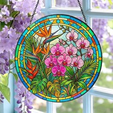 Tropical Orchid Acrylic Suncatcher   Hawaiian Flower Window Decor