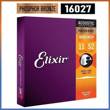 Elixir Nanoweb Phosphor Bronze 11-52 Acoustic Guitar Strings Light 16027 TL
